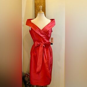 Jones New York 100% Silk Strapless Coral Dress with Sash